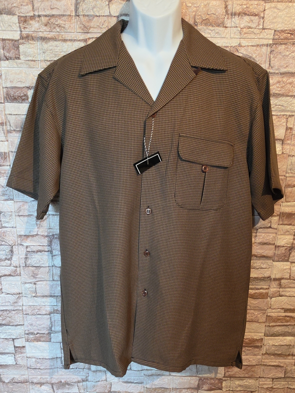 Pronti Collectuin By Phita Brown Short Sleeve Shirt Brand New
